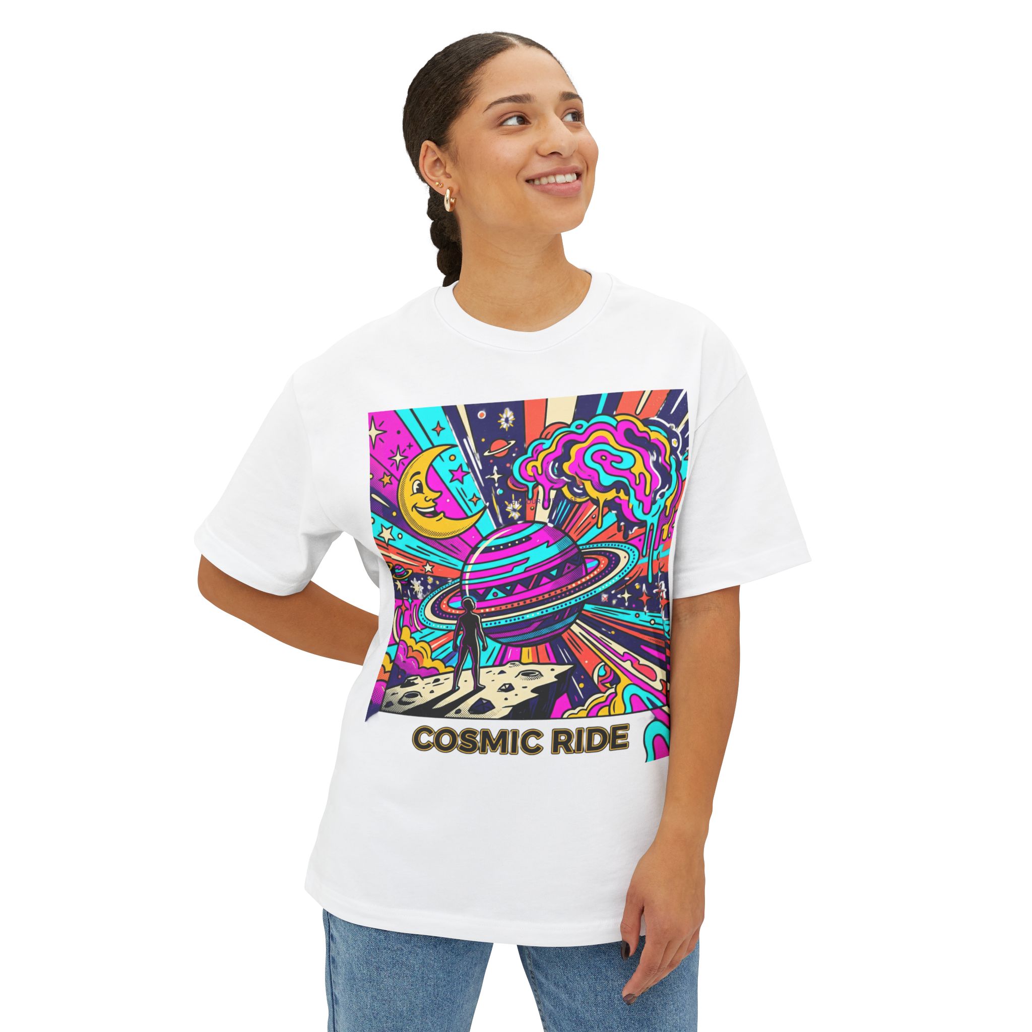 Cosmic Ride Graphic Tee — Psychedelic Space Art T-Shirt - Image 3
